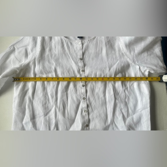Tahari Shirt European Flax 100% Linen Womens XL White Textured Button Up Top - Picture 4 of 8